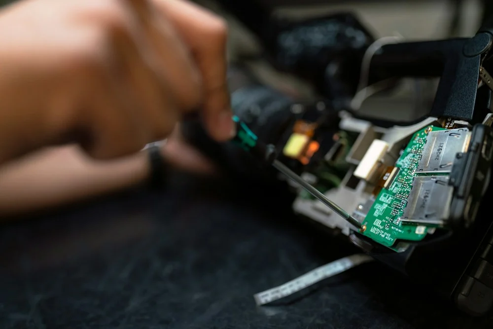 Precision electronics equipment being maintained